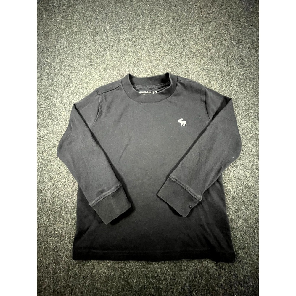 Abercrombie & Fitch Shirt Kids Size 5/6 Black Moose Logo Long Sleeve Classic Fit